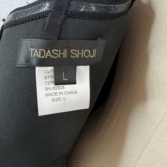Tadashi Shoji | Black Ruched Bodycon Dress Mini Straps | Sz L - Picture 13 of 13